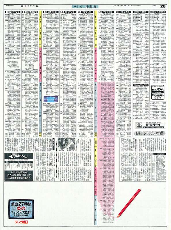 テレビ朝日 新聞広告
★第64回 毎日広告賞デザイン賞 第3部 企画広告賞
★カンヌライオン祭1995 ユーズドメディア部門 入賞